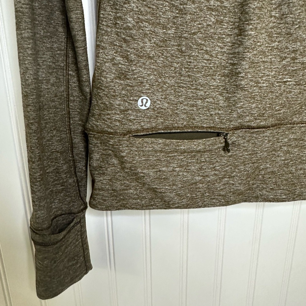 Lululemon Women's Heathered Military Green Rush Hour 1/2 Zip Size 2 - Picture 12 of 16